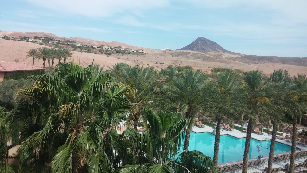 A view of the pool at the Westin Lake Las Vegas Resort with the desert in the background