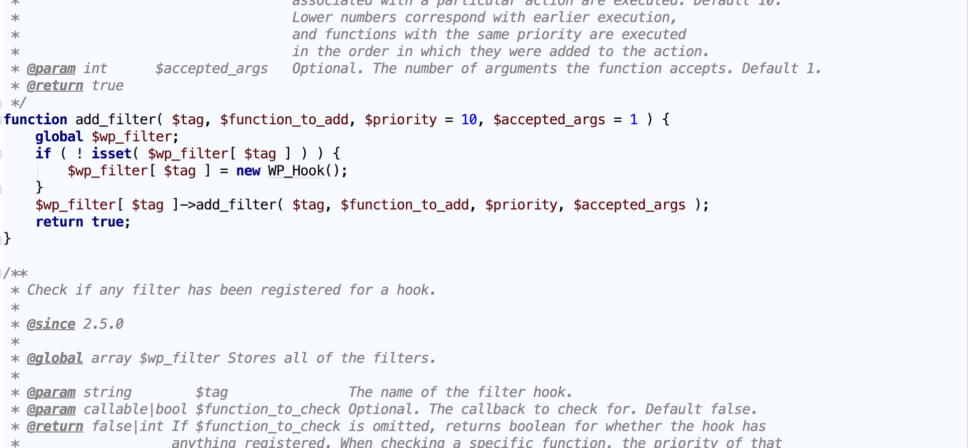 Code from the WordPress Plugin API